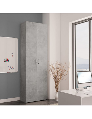 Armadio da Ufficio Grigio Cemento 60x32x190cm Legno Multistrato