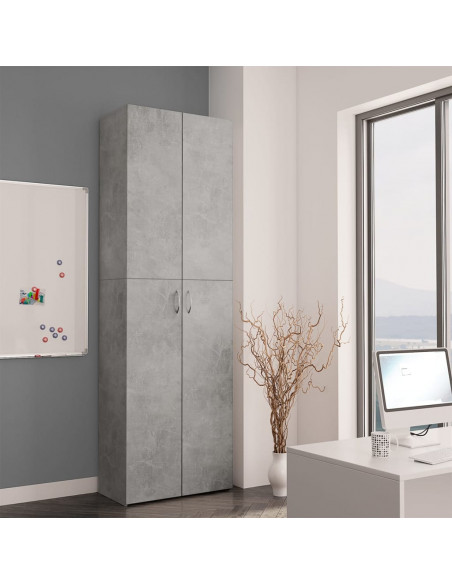 Armadio da Ufficio Grigio Cemento 60x32x190cm Legno Multistrato