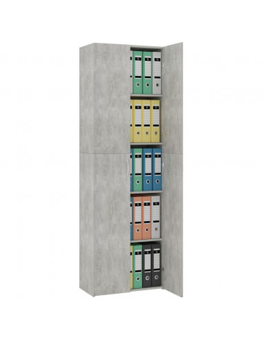 Armadio da Ufficio Grigio Cemento 60x32x190cm Legno Multistrato