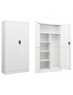 Armadio con Ripiani Bianco 90x40x180 cm in Acciaio 2