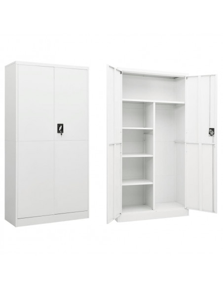 Armadio con Ripiani Bianco 90x40x180 cm in Acciaio