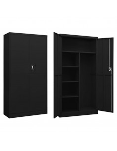 Armadio con Ripiani Nero 90x40x180 cm in Acciaio 2