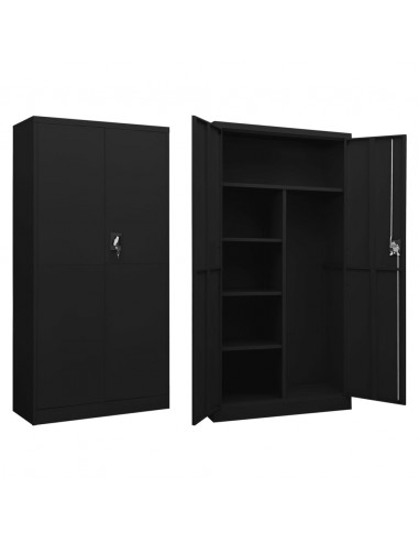 Armadio con Ripiani Nero 90x40x180 cm in Acciaio