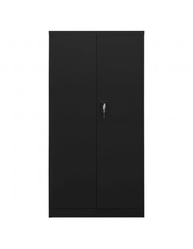 Armadio con Ripiani Nero 90x40x180 cm in Acciaio