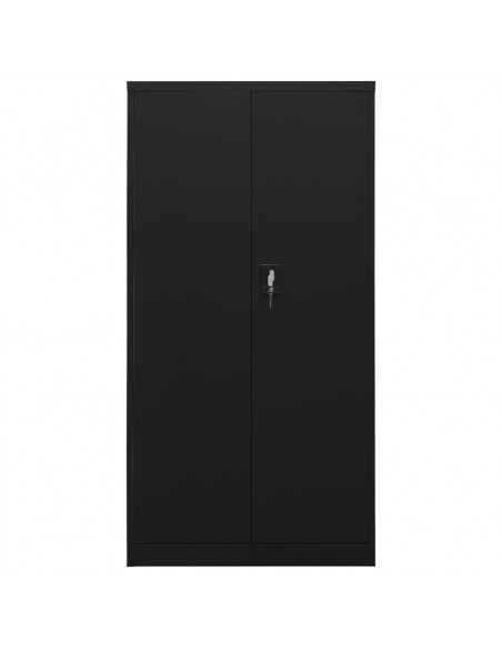 Armadio con Ripiani Nero 90x40x180 cm in Acciaio