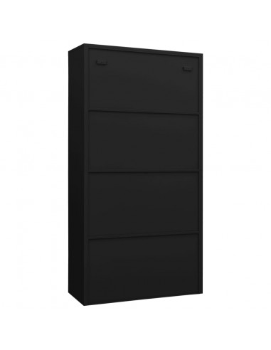 Armadio con Ripiani Nero 90x40x180 cm in Acciaio