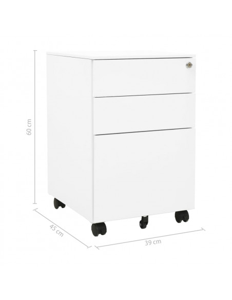Schedario Mobile Bianco 39x45x60 cm in Acciaio