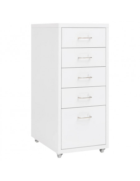 Schedario Mobile Bianco 28x41x69 cm in Metallo
