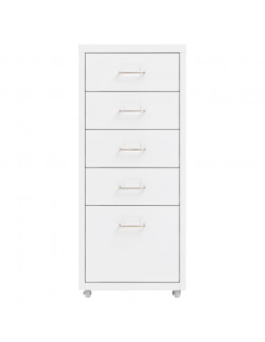 Schedario Mobile Bianco 28x41x69 cm in Metallo