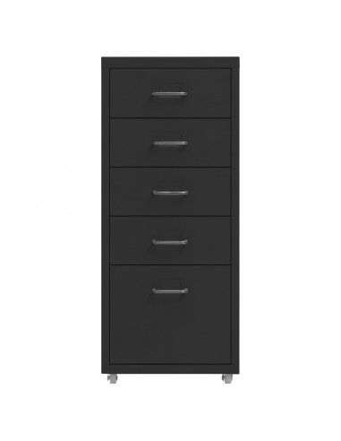 Schedario Mobile Nero 28x41x69 cm in Metallo