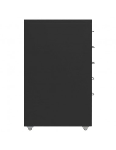 Schedario Mobile Nero 28x41x69 cm in Metallo