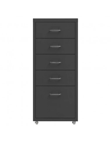 Schedario Mobile Antracite 28x41x69 cm in Metallo