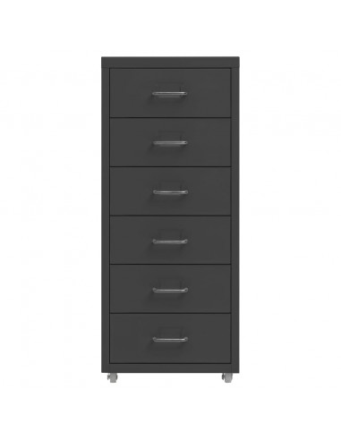 Schedario Mobile Antracite 28x41x69 cm in Metallo