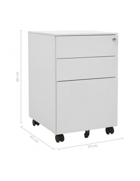 Schedario Mobile Grigio Chiaro 39x45x60 cm in Acciaio