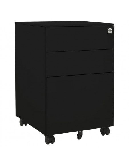 Schedario Mobile Nero 39x45x60 cm in Acciaio