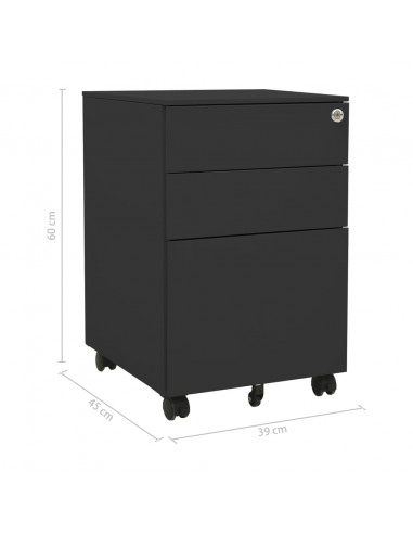 Schedario Mobile Antracite 39x45x60 cm in Acciaio