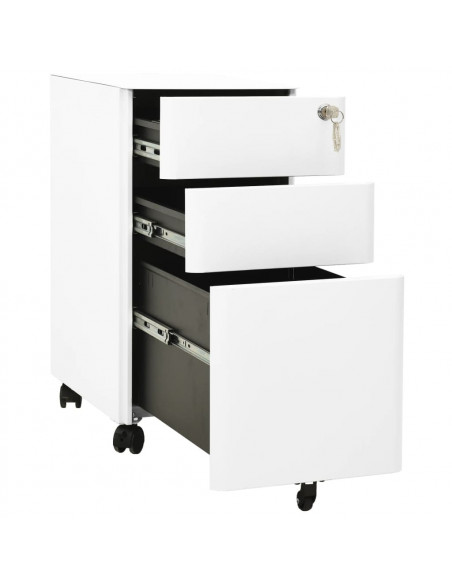 Schedario Mobile Bianco 30x45x59 cm in Acciaio