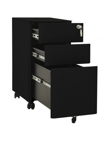 Schedario Mobile Nero 30x45x59 cm in Acciaio