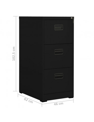 Schedario Nero 46x62x102,5 cm in Acciaio