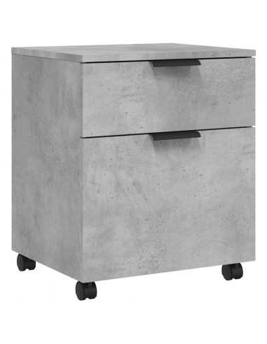 Schedario con Ruote Grigio Cemento 45x38x54cm Legno Multistrato