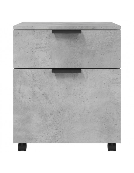 Schedario con Ruote Grigio Cemento 45x38x54cm Legno Multistrato