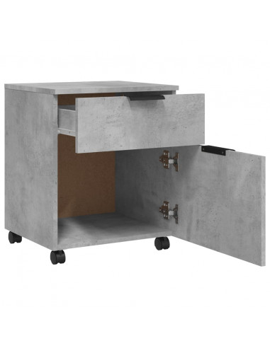 Schedario con Ruote Grigio Cemento 45x38x54cm Legno Multistrato