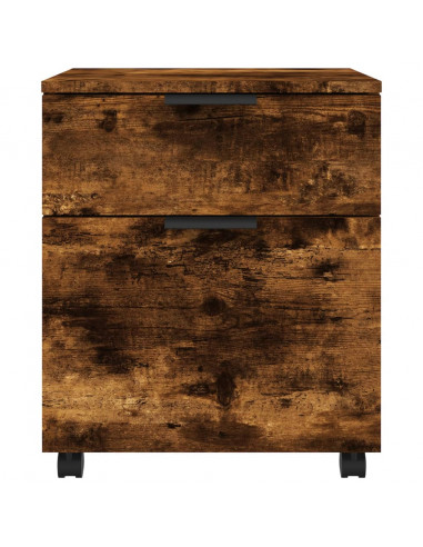 Schedario con Ruote Rovere Fumo 45x38x54 cm Legno Multistrato