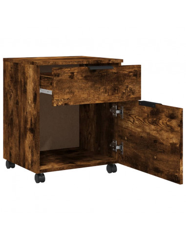 Schedario con Ruote Rovere Fumo 45x38x54 cm Legno Multistrato