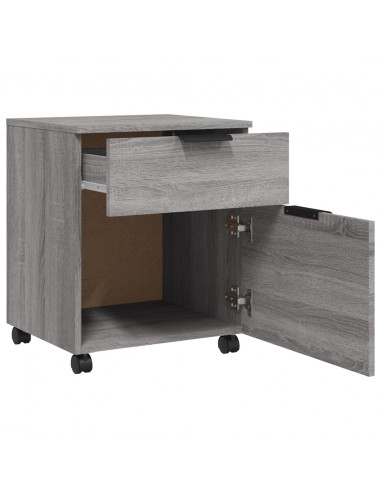 Schedario con Ruote Grigio Sonoma 45x38x54 cm Legno Multistrato