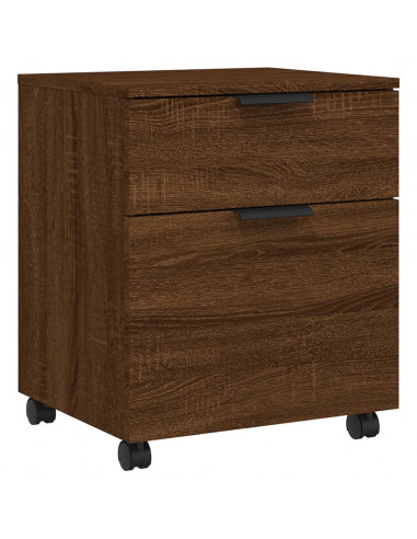 Schedario con Ruote Marrone Rovere 45x38x54cm Legno Multistrato