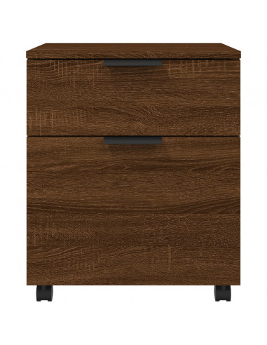 Schedario con Ruote Marrone Rovere 45x38x54cm Legno Multistrato