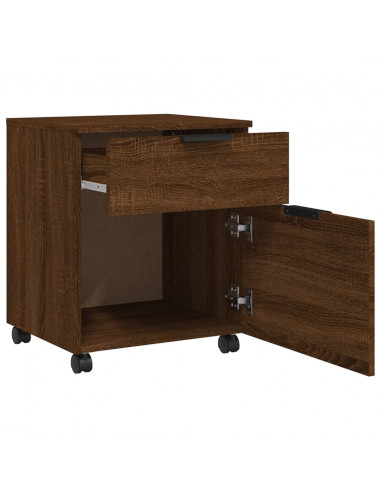 Schedario con Ruote Marrone Rovere 45x38x54cm Legno Multistrato