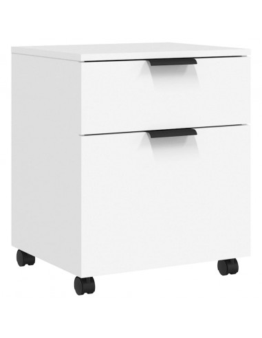 Schedario con Ruote Bianco 45x38x54 cm Legno Multistrato