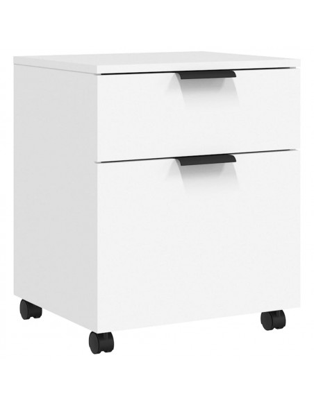 Schedario con Ruote Bianco 45x38x54 cm Legno Multistrato