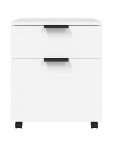 Schedario con Ruote Bianco 45x38x54 cm Legno Multistrato