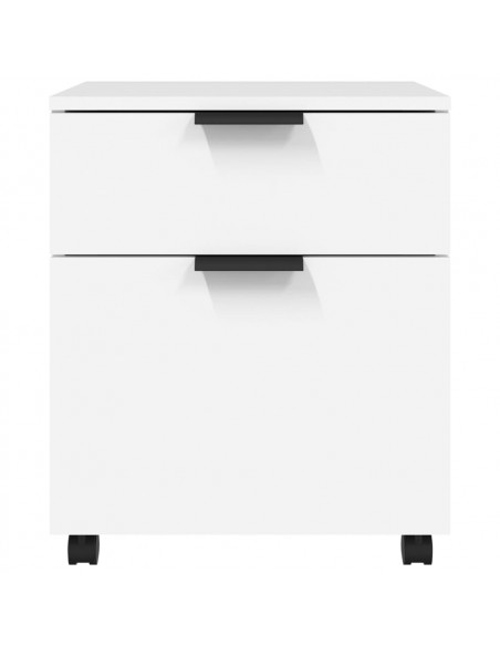 Schedario con Ruote Bianco 45x38x54 cm Legno Multistrato