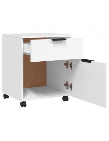 Schedario con Ruote Bianco 45x38x54 cm Legno Multistrato