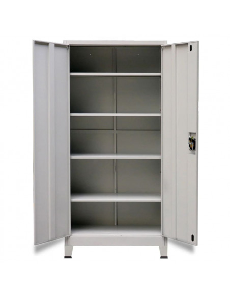 Armadio per Ufficio con 2 Ante Acciaio 90x40x180 cm Grigio