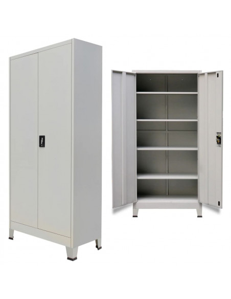 Armadio per Ufficio con 2 Ante Acciaio 90x40x180 cm Grigio