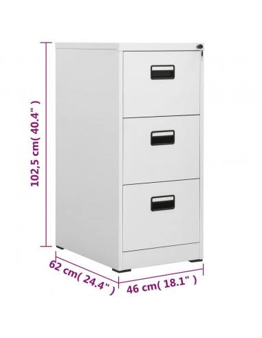 Schedario Grigio Chiaro 46x62x102,5 cm in Acciaio