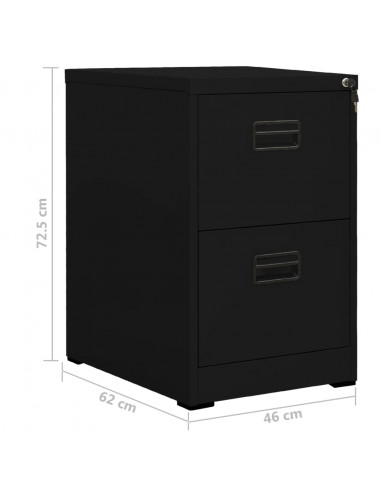 Schedario Nero 46x62x72,5 cm in Acciaio