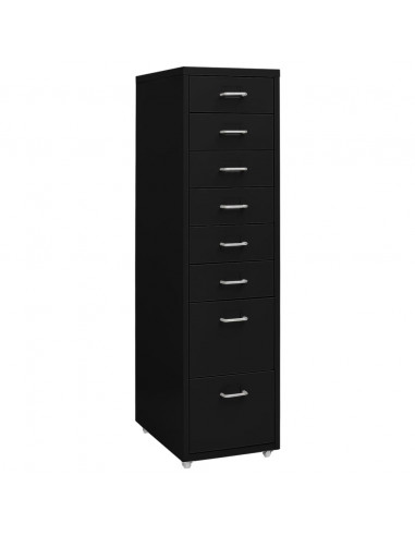 Schedario Mobile Nero 28x41x109 cm in Metallo