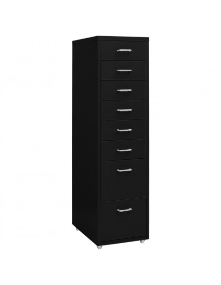 Schedario Mobile Nero 28x41x109 cm in Metallo
