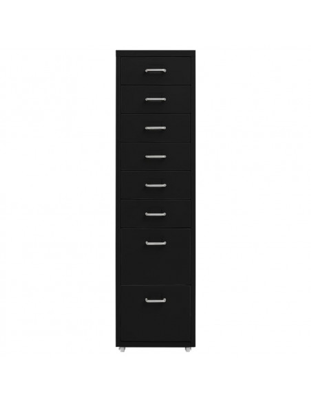 Schedario Mobile Nero 28x41x109 cm in Metallo