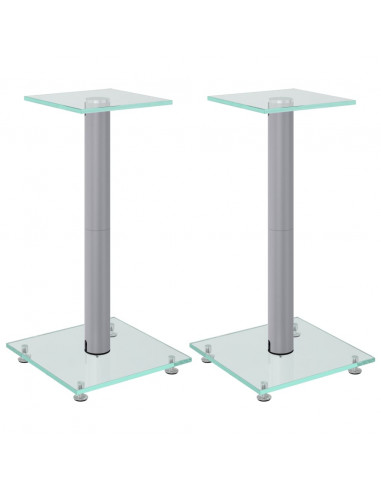 Pedane Casse 2pz Argento Vetro Temperato Design a 1 Pilastro