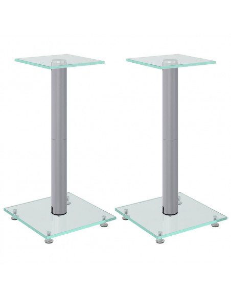 Pedane Casse 2pz Argento Vetro Temperato Design a 1 Pilastro