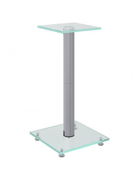 Pedane Casse 2pz Argento Vetro Temperato Design a 1 Pilastro