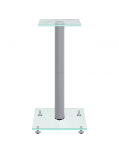 Pedane Casse 2pz Argento Vetro Temperato Design a 1 Pilastro