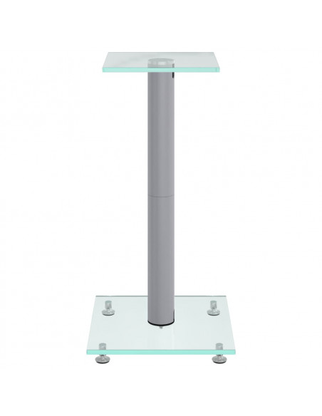 Pedane Casse 2pz Argento Vetro Temperato Design a 1 Pilastro