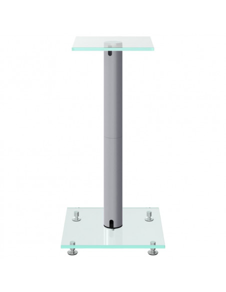 Pedane Casse 2pz Argento Vetro Temperato Design a 1 Pilastro